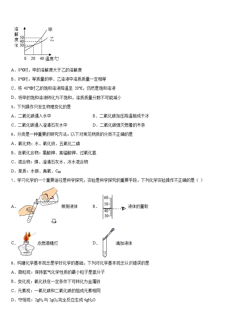 安徽省六安市裕安中学2023-2024学年九上化学期末综合测试试题含答案第2页