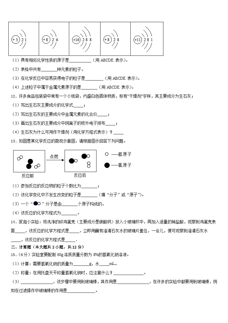 安徽省黄山市新世纪学校2023-2024学年化学九年级第一学期期末复习检测试题含答案第3页