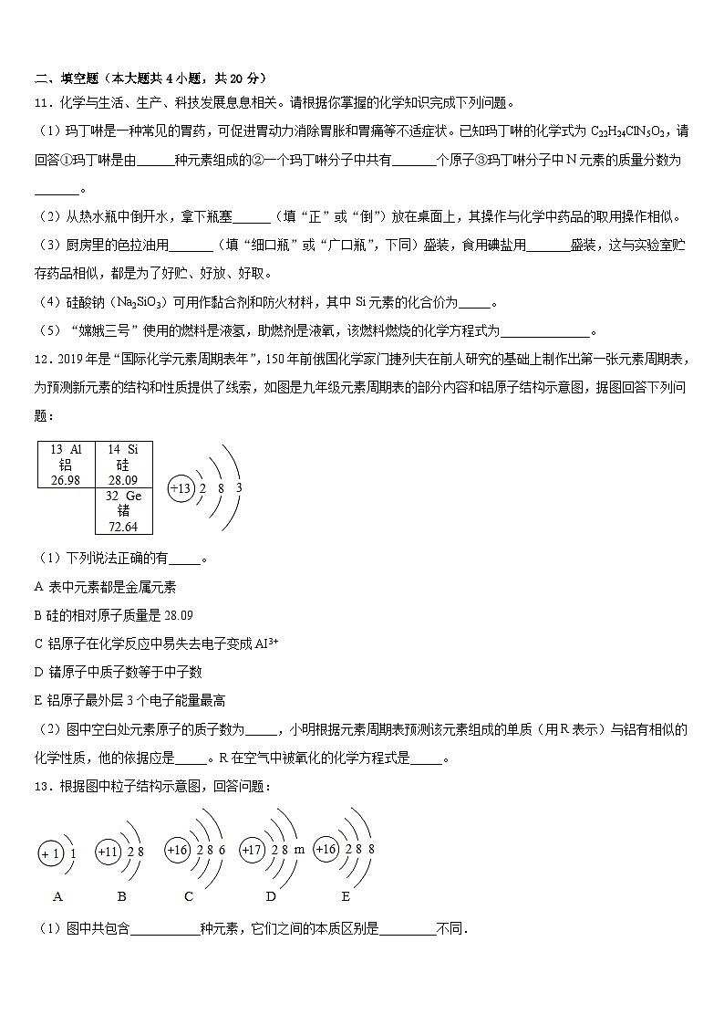 安徽省桐城实验中学2023-2024学年化学九年级第一学期期末达标检测模拟试题含答案03