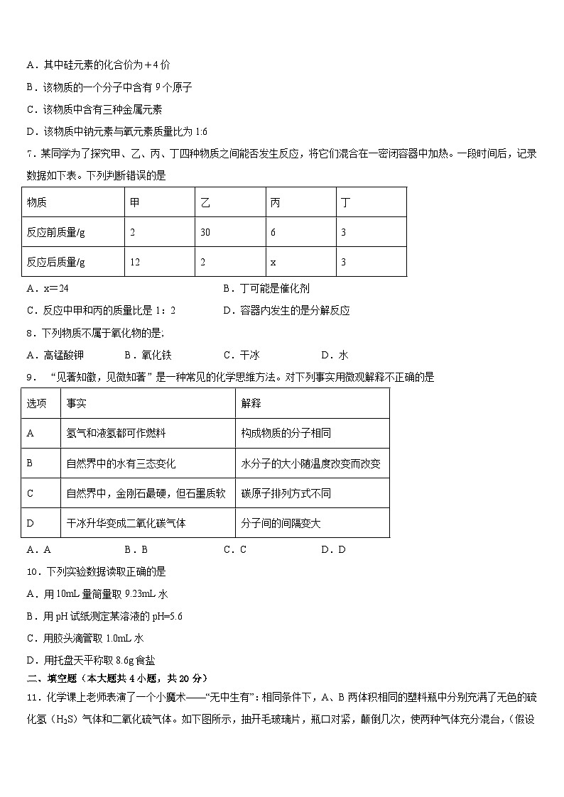 安徽省铜陵市枞阳县2023-2024学年九年级化学第一学期期末教学质量检测模拟试题含答案第2页