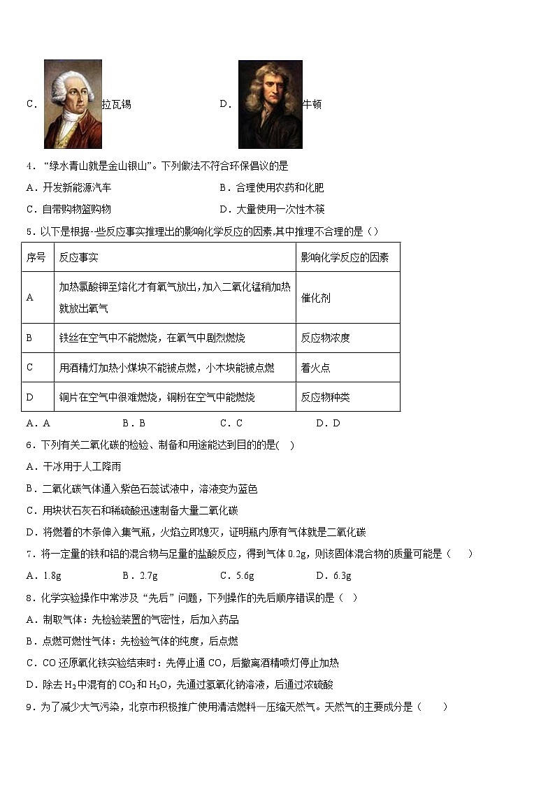 山东省东营市利津县2023-2024学年九上化学期末联考模拟试题含答案第2页