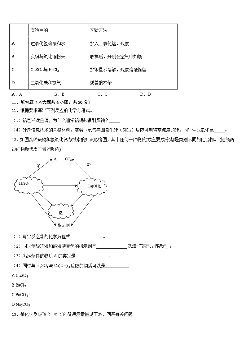 山东省临沂市青云镇中学心中学2023-2024学年九年级化学第一学期期末质量检测试题含答案03