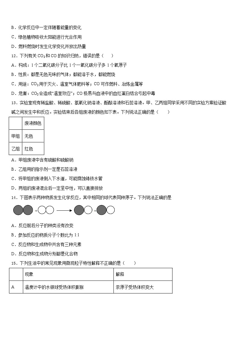 山东省威海市文登区八校联考2023-2024学年九上化学期末质量跟踪监视模拟试题含答案03