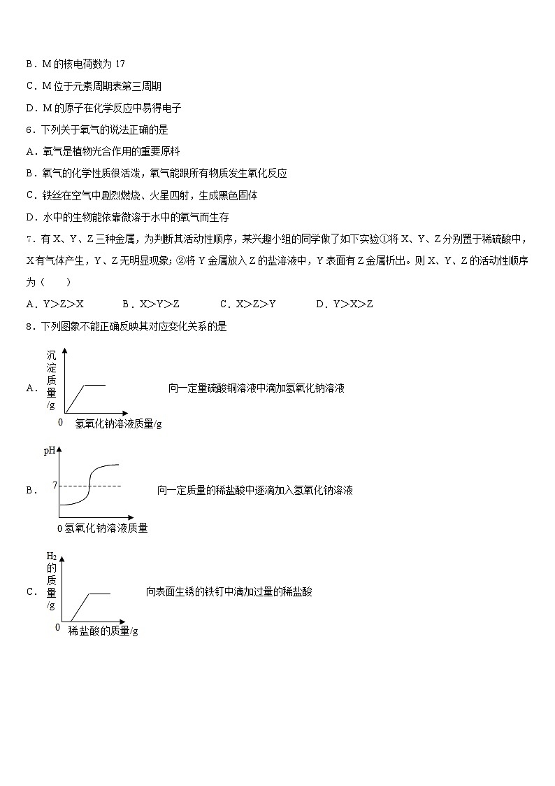山东省济南市平阴县2023-2024学年化学九年级第一学期期末教学质量检测试题含答案第2页