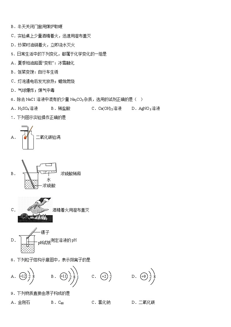 山东省枣庄市2023-2024学年化学九年级第一学期期末学业质量监测模拟试题含答案第2页