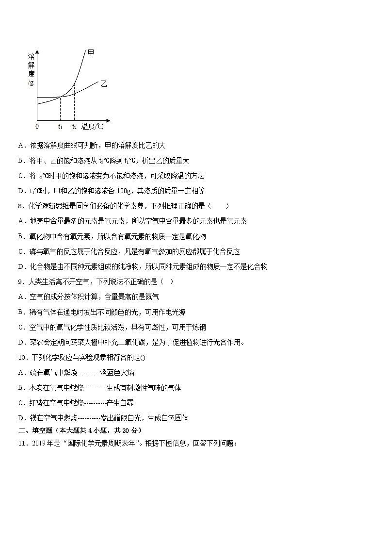 山东省枣庄薛城区五校联考2023-2024学年九年级化学第一学期期末监测模拟试题含答案第3页