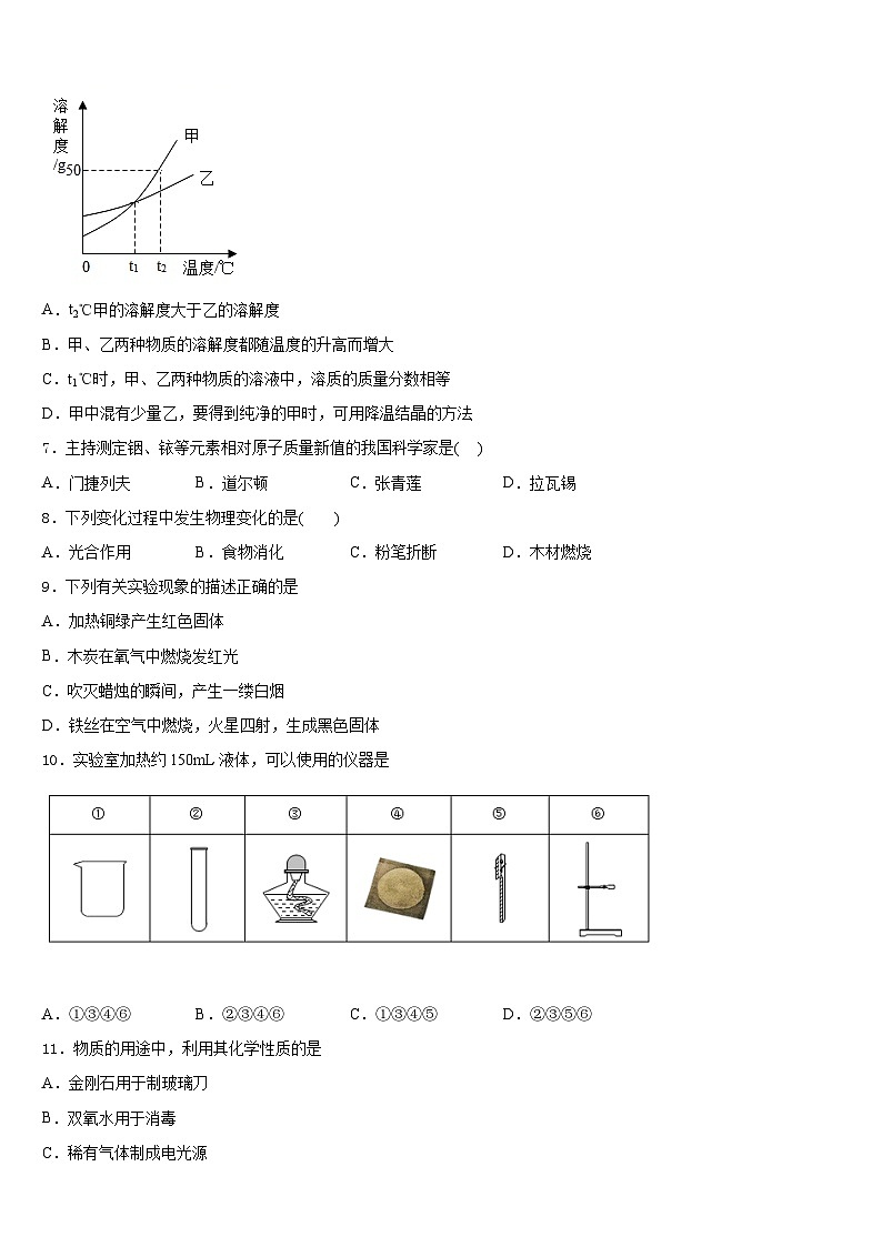 山东省济南高新区四校联考2023-2024学年九上化学期末学业质量监测模拟试题含答案03