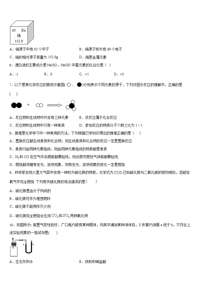 山东省滕州市洪绪中学2023-2024学年化学九年级第一学期期末经典试题含答案第2页