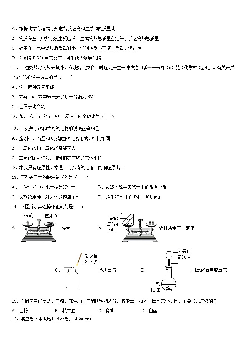 山东省潍坊市昌邑市2023-2024学年九年级化学第一学期期末预测试题含答案第3页