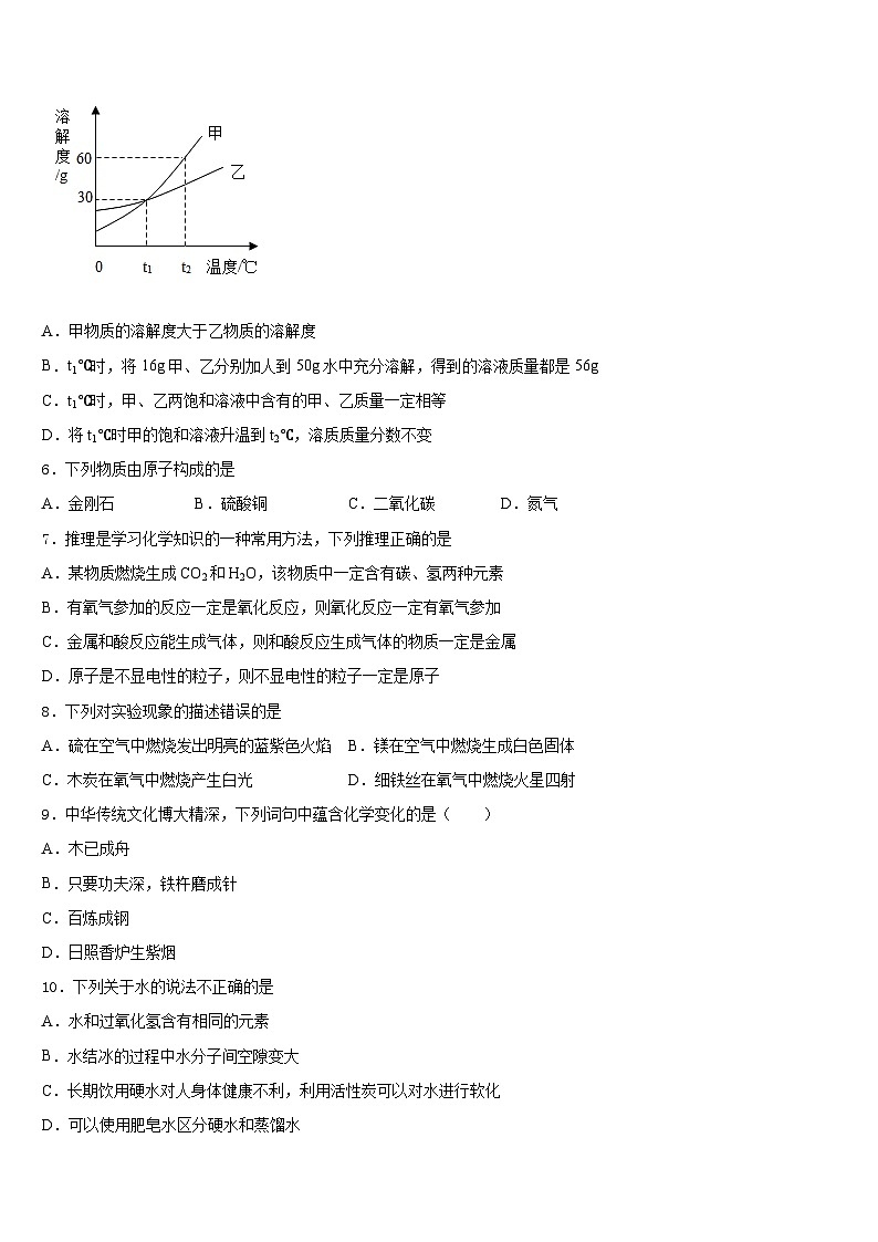 山东省淄博沂源县联考2023-2024学年九年级化学第一学期期末调研模拟试题含答案第2页