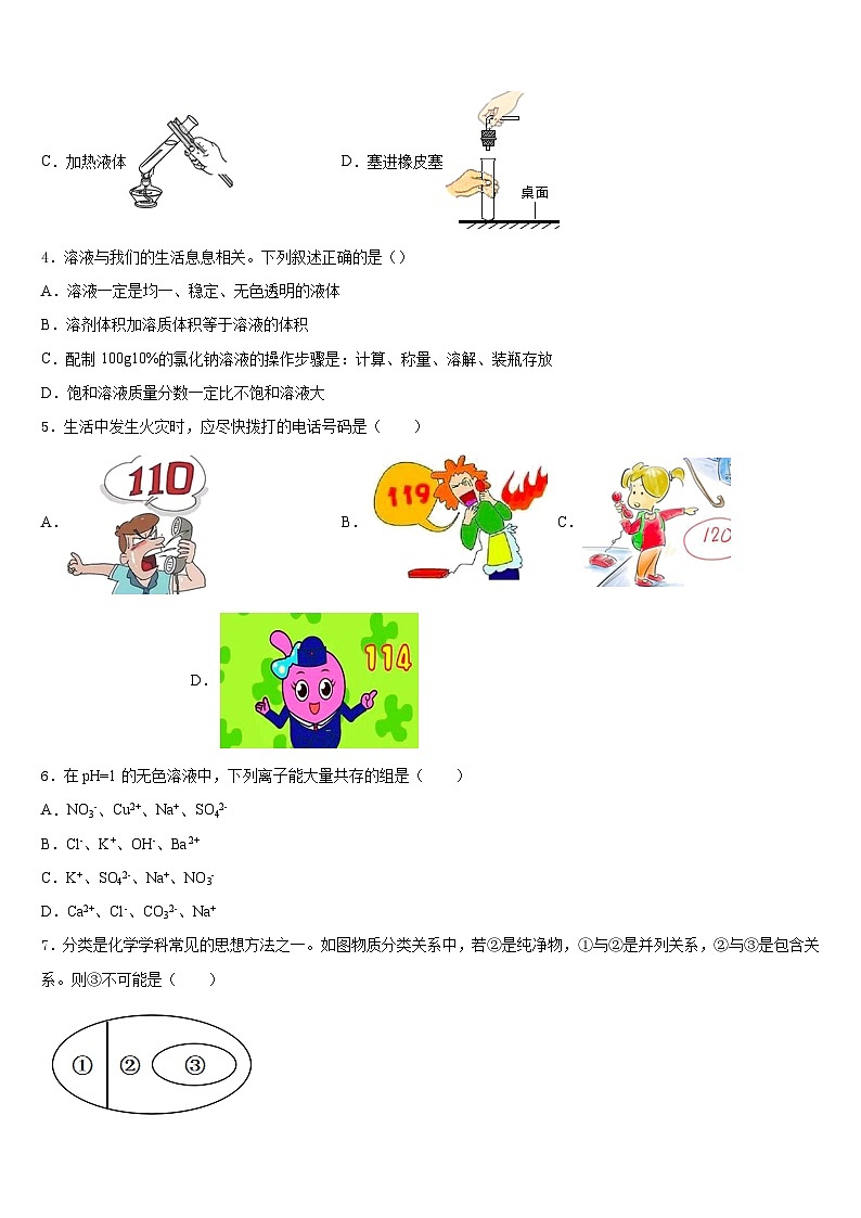 山东省菏泽市部分市县2023-2024学年九年级化学第一学期期末学业质量监测试题含答案第2页