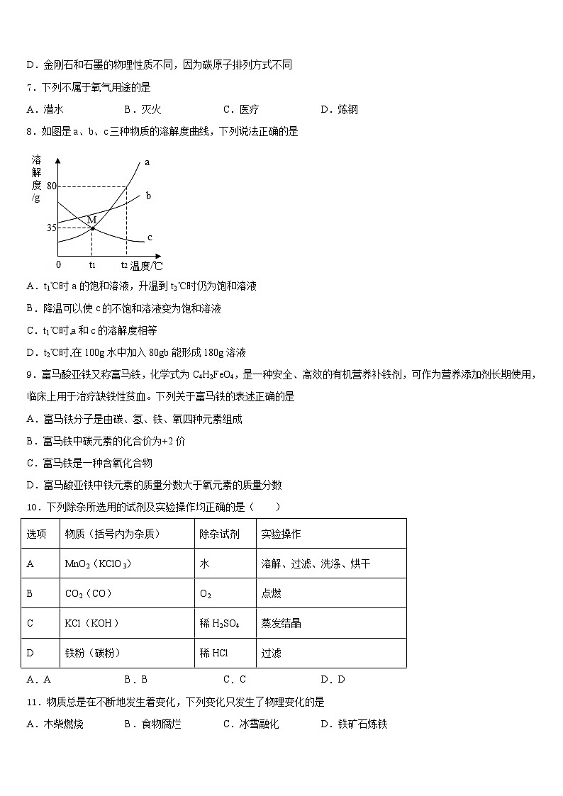 山东省菏泽市成武县2023-2024学年化学九年级第一学期期末调研模拟试题含答案第2页