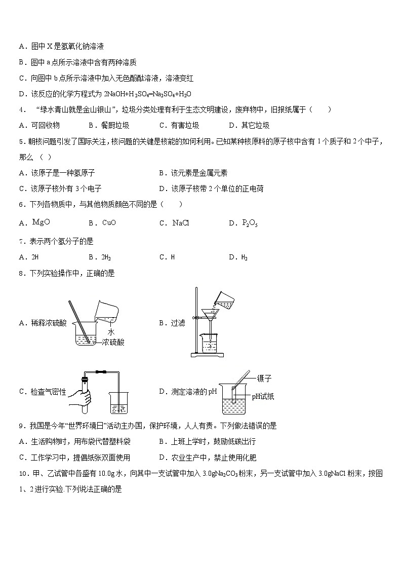 山东省莱芜市陈毅中学2023-2024学年九上化学期末预测试题含答案第2页