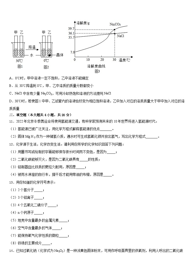 山东省莱芜市陈毅中学2023-2024学年九上化学期末预测试题含答案第3页