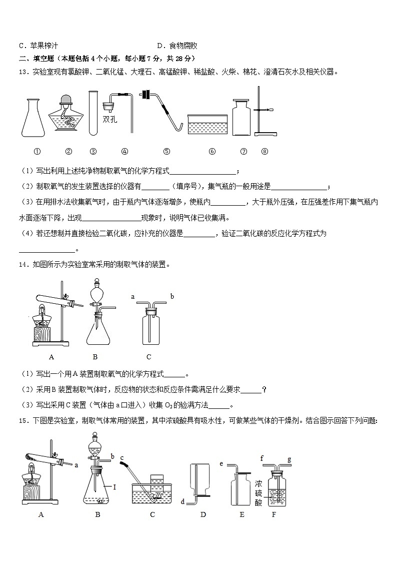 山东省青岛实验中学2023-2024学年化学九年级第一学期期末质量检测试题含答案第3页