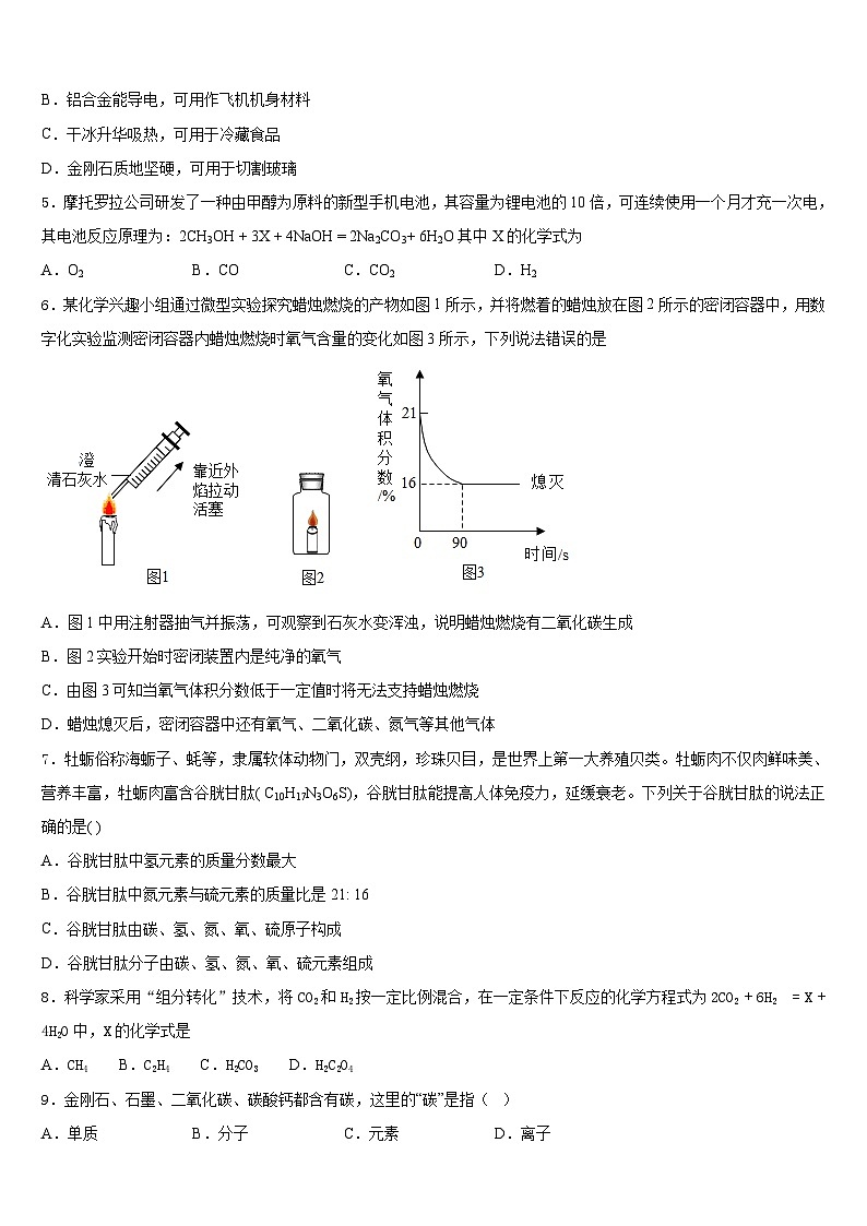山东省青岛市城阳九中学2023-2024学年化学九年级第一学期期末质量检测模拟试题含答案第2页