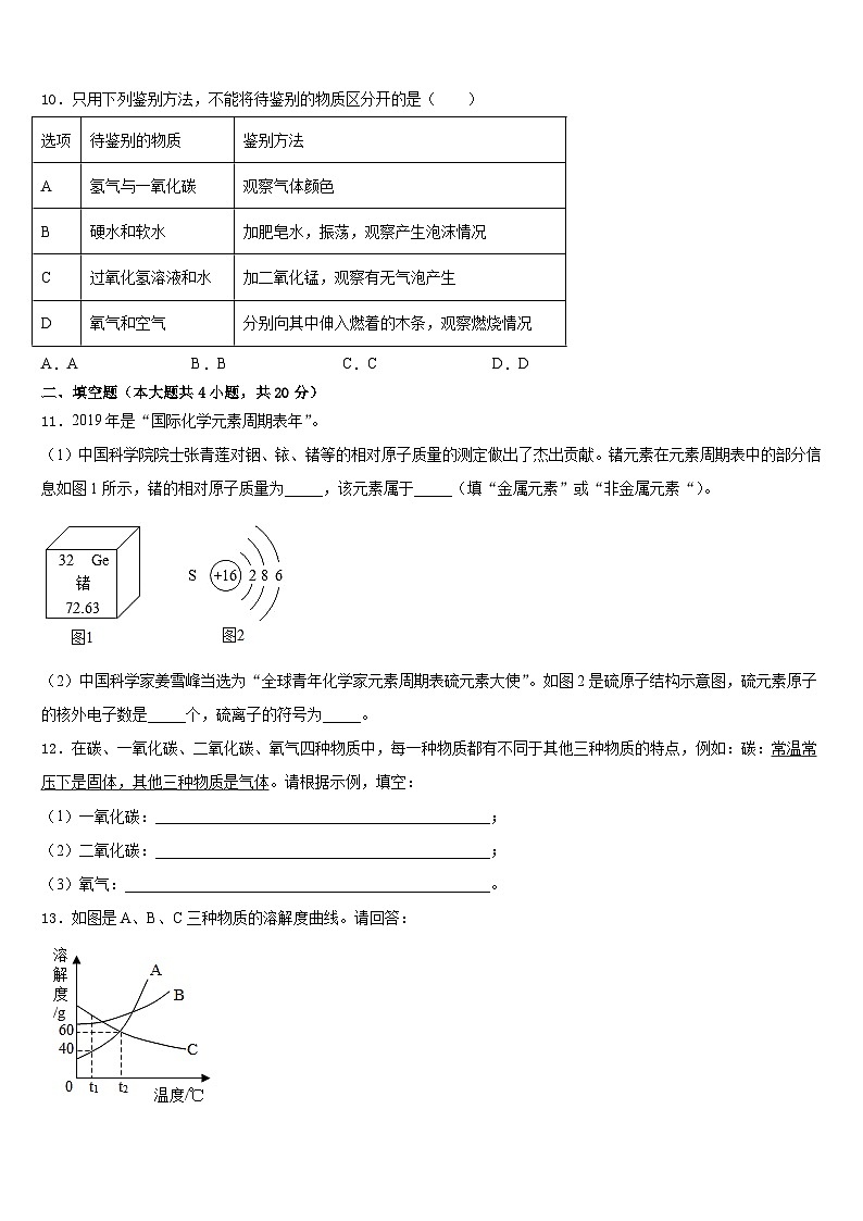 山东省青岛市胶州市2023-2024学年化学九年级第一学期期末检测模拟试题含答案第3页