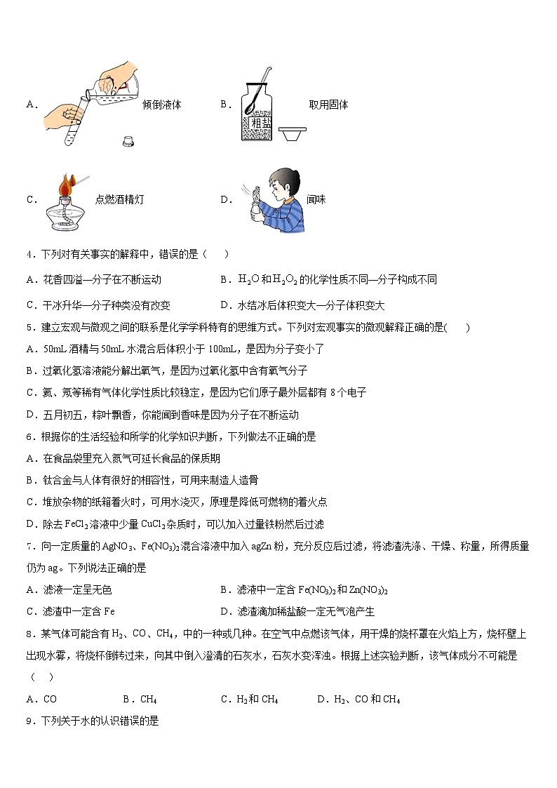 山东省青岛市平度实验2023-2024学年九年级化学第一学期期末达标检测模拟试题含答案02