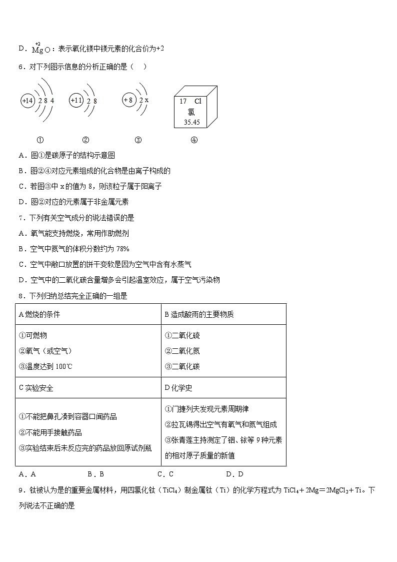 山西临汾平阳中学2023-2024学年化学九上期末质量检测模拟试题含答案第2页