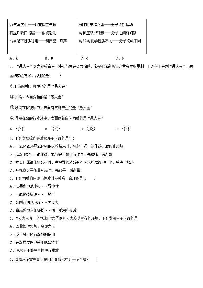 山西省定襄县2023-2024学年九年级化学第一学期期末统考试题含答案第2页