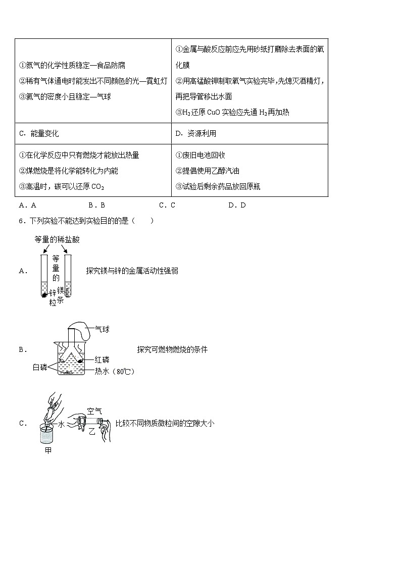 山西省右玉县2023-2024学年九年级化学第一学期期末质量跟踪监视试题含答案02
