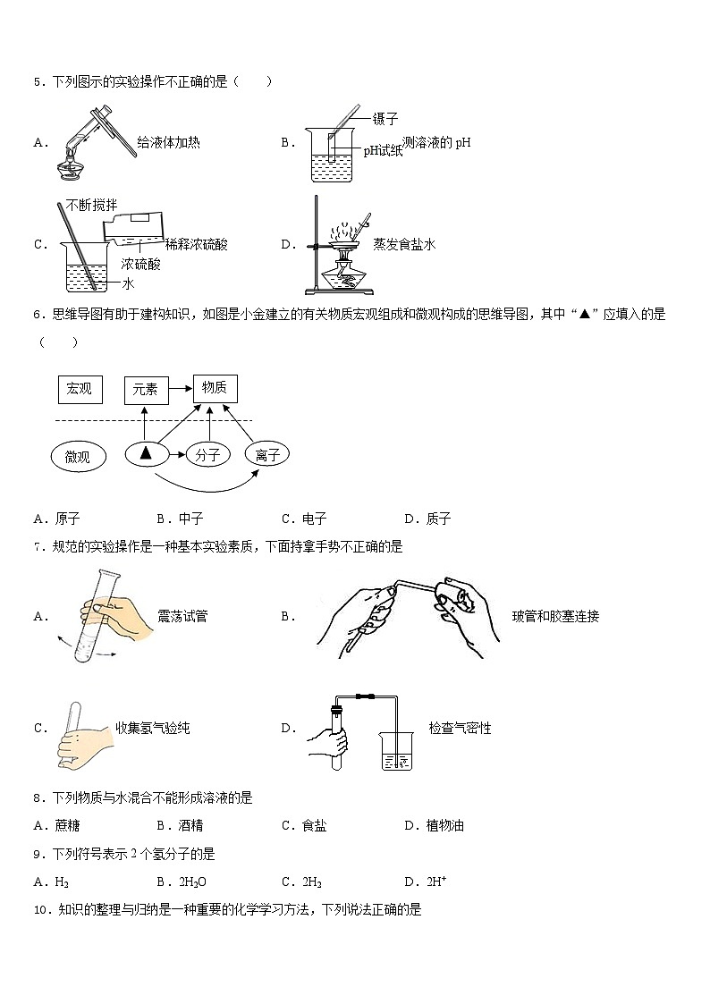 广东省东莞市中学堂六校2023-2024学年化学九上期末经典模拟试题含答案第2页