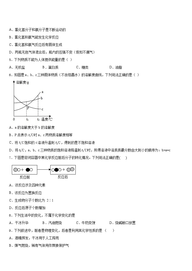 山西省（临汾地区）2023-2024学年九年级化学第一学期期末综合测试模拟试题含答案第2页