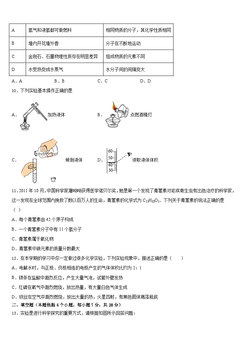 山西省运城盐湖区七校联考2023-2024学年化学九年级第一学期期末质量检测试题含答案第3页