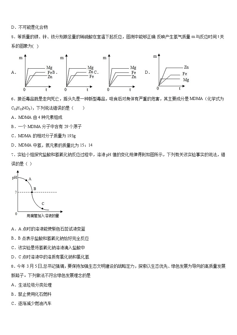 山西省（太原大同晋城运城临汾地区公立学校2023-2024学年九上化学期末质量检测试题含答案第2页