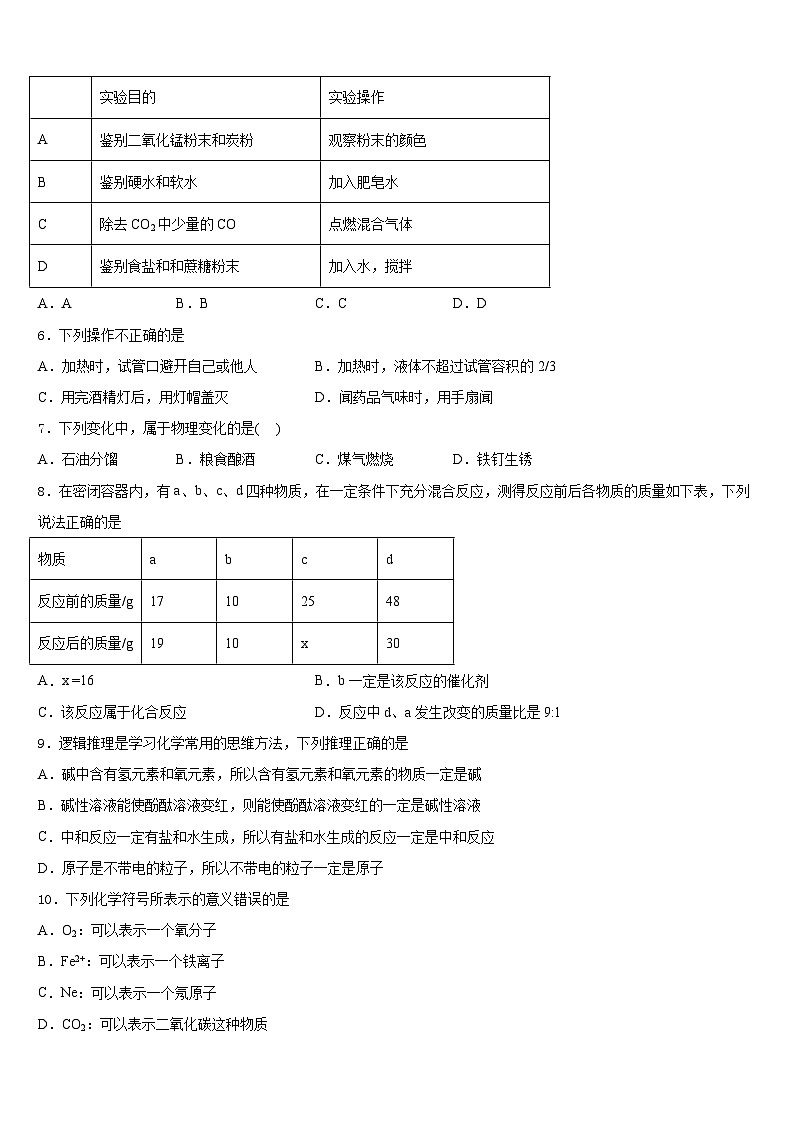 广东省广州市天河2023-2024学年九年级化学第一学期期末预测试题含答案第2页