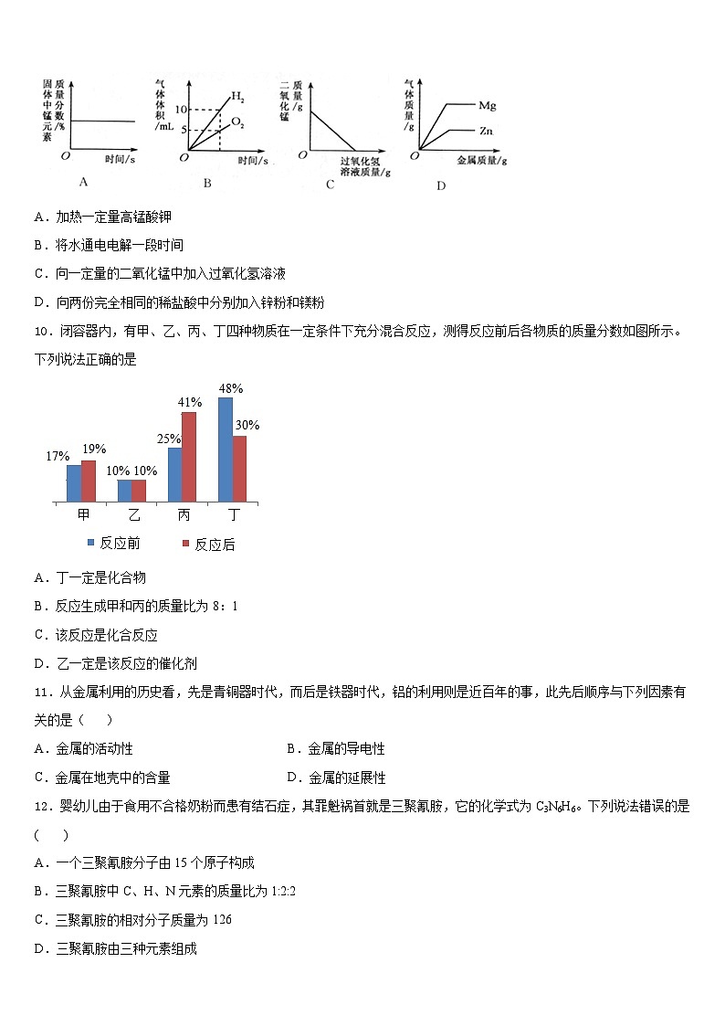 广东省江门市江海区2023-2024学年化学九上期末复习检测试题含答案03