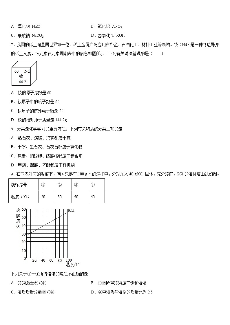 广东省汕头市濠江区2023-2024学年九年级化学第一学期期末考试模拟试题含答案02
