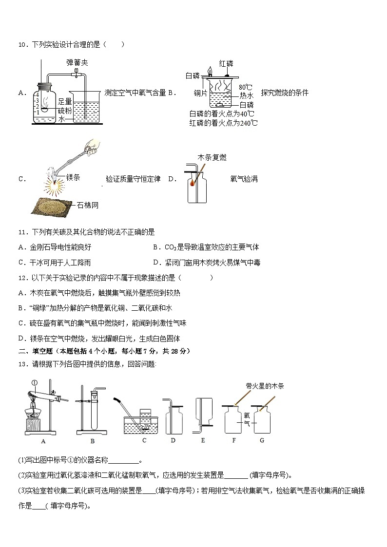 广东省汕头市濠江区2023-2024学年九年级化学第一学期期末考试模拟试题含答案03