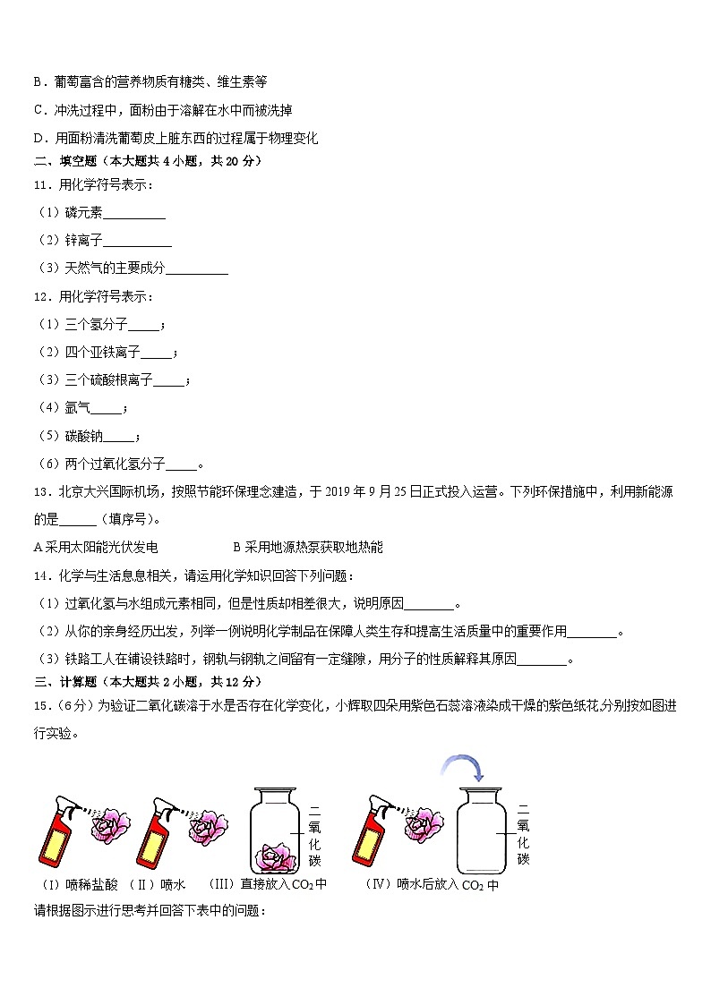 广东省清远市名校2023-2024学年九年级化学第一学期期末复习检测模拟试题含答案第3页