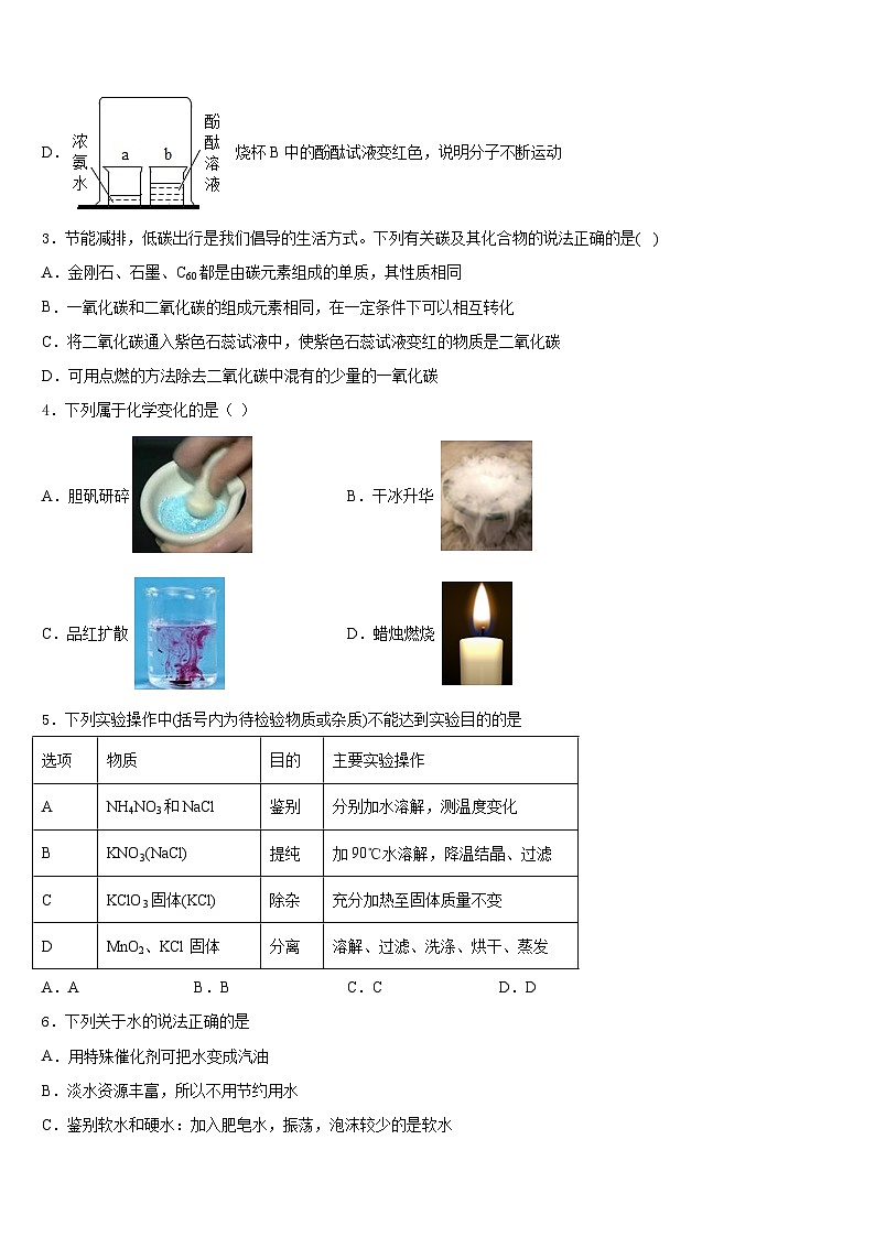 广东省深圳龙华区七校联考2023-2024学年化学九年级第一学期期末教学质量检测试题含答案第2页