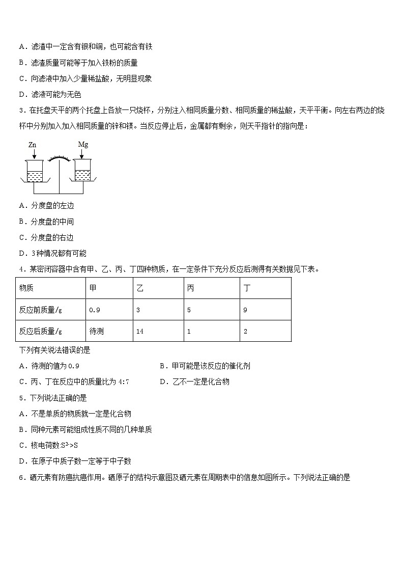 广东省深圳市高峰学校2023-2024学年化学九年级第一学期期末联考模拟试题含答案第2页