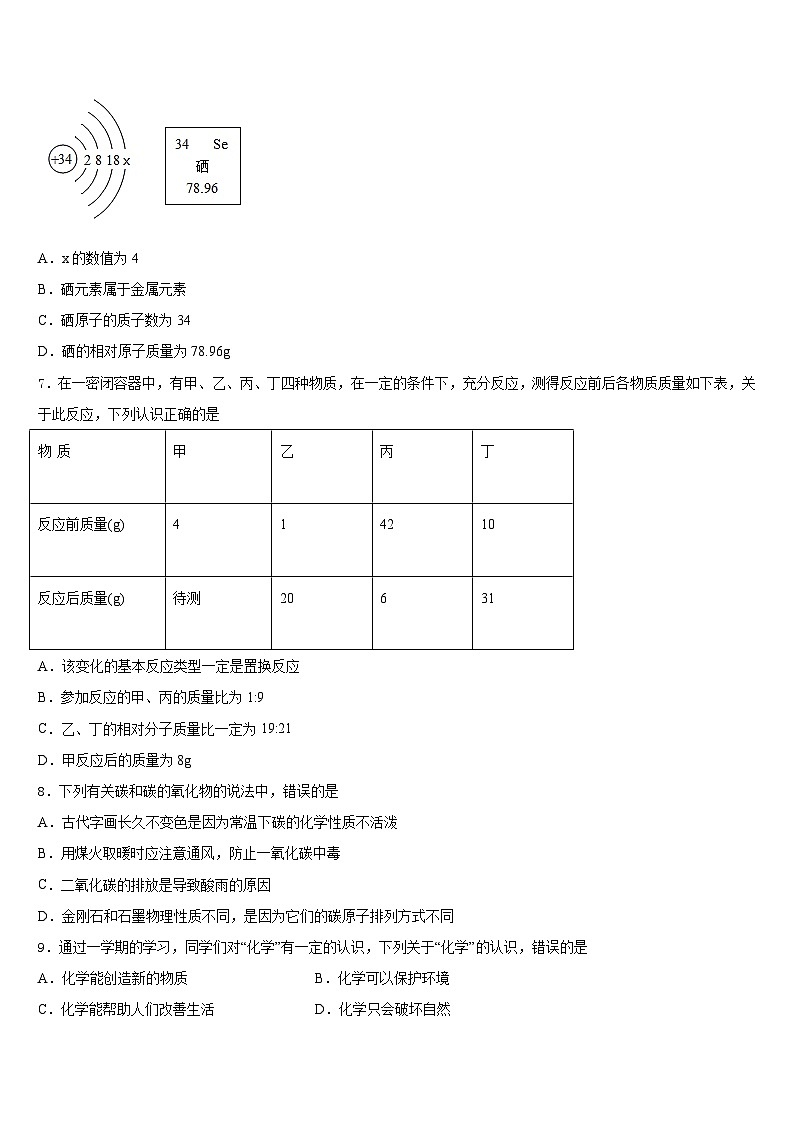 广东省深圳市高峰学校2023-2024学年化学九年级第一学期期末联考模拟试题含答案第3页