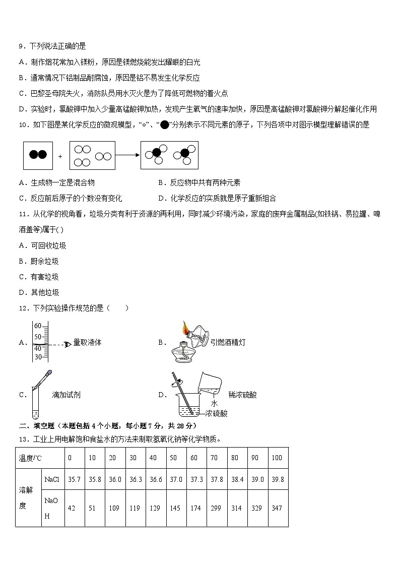 广东省深圳市深圳外国语2023-2024学年九上化学期末预测试题含答案第3页