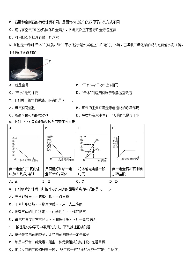 广东省珠海市文园中学2023-2024学年化学九上期末检测试题含答案第2页