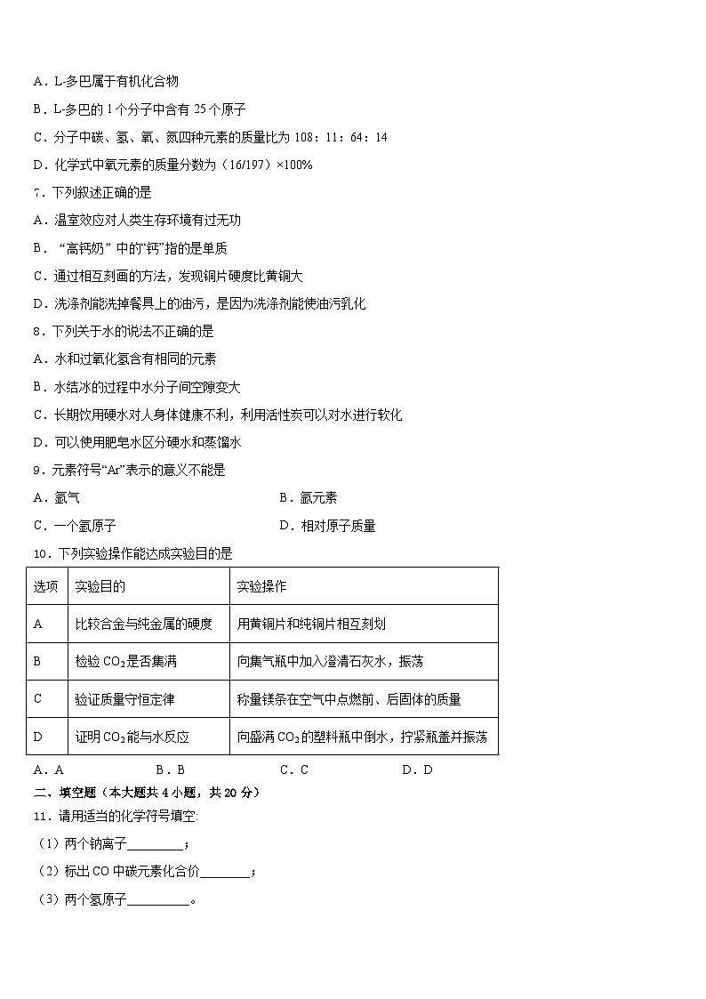 广东省湛江二中学港城中学2023-2024学年九上化学期末经典试题含答案第3页