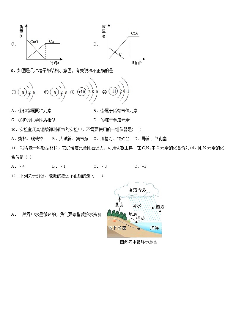 广东省肇庆市肇庆院附属中学2023-2024学年九年级化学第一学期期末监测试题含答案第3页