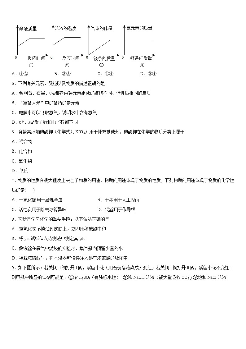 广东省肇庆市端州区2023-2024学年九年级化学第一学期期末学业质量监测试题含答案02