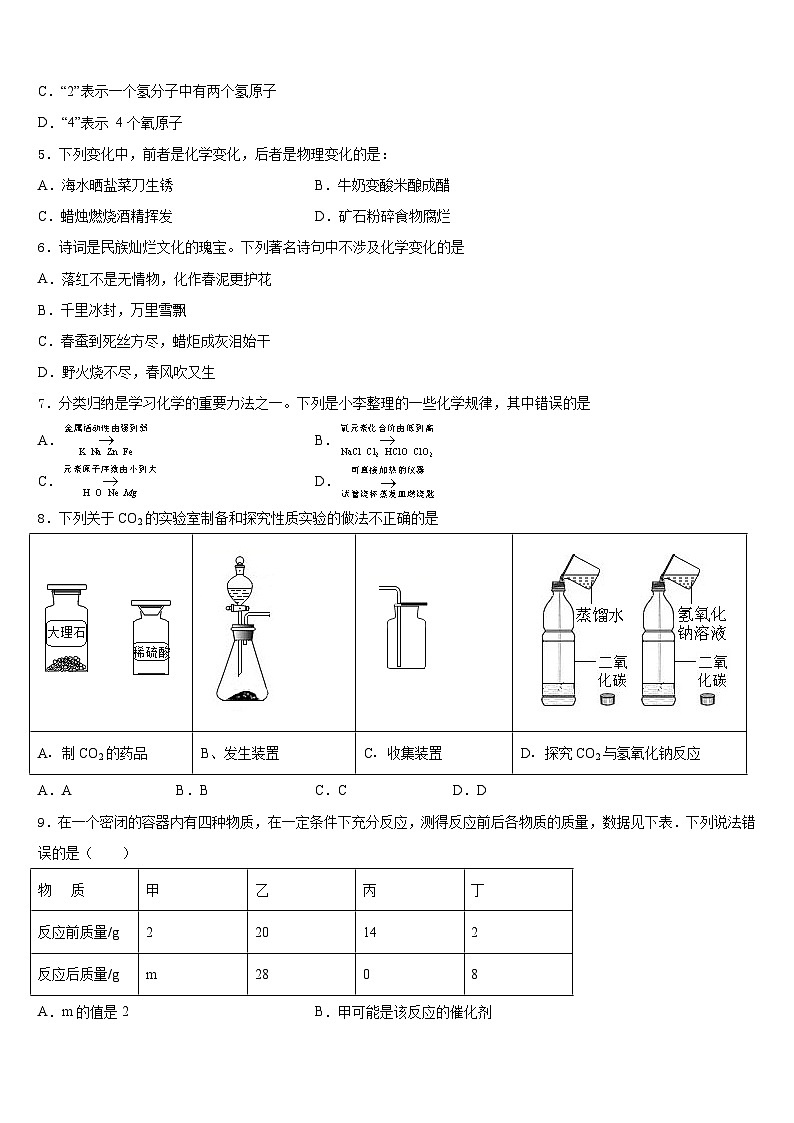 广西壮族自治区南宁市第三十七中学2023-2024学年九上化学期末达标测试试题含答案第2页