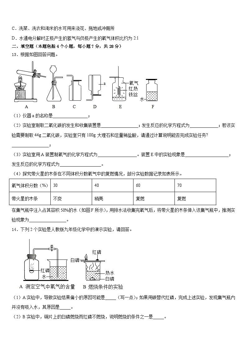 德宏市重点中学2023-2024学年九上化学期末监测试题含答案第3页
