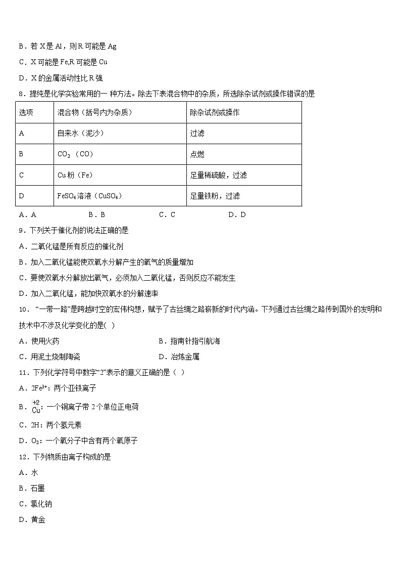 广西钦州市犀牛角中学2023-2024学年化学九年级第一学期期末质量跟踪监视模拟试题含答案02