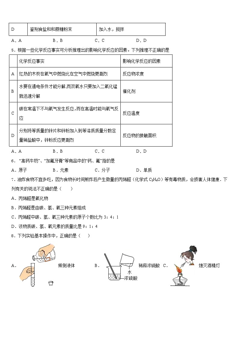 广西玉林博白县2023-2024学年化学九年级第一学期期末质量检测试题含答案02
