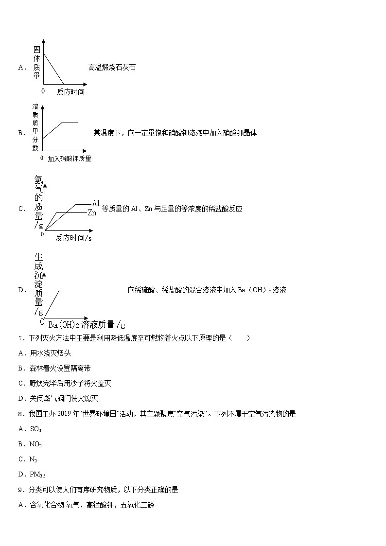 江苏省姜堰区六校联考2023-2024学年九上化学期末监测试题含答案02