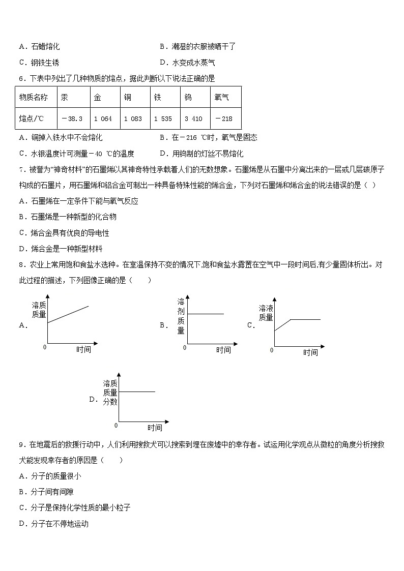 江苏省南京秦淮外国语学校2023-2024学年化学九上期末达标测试试题含答案第2页