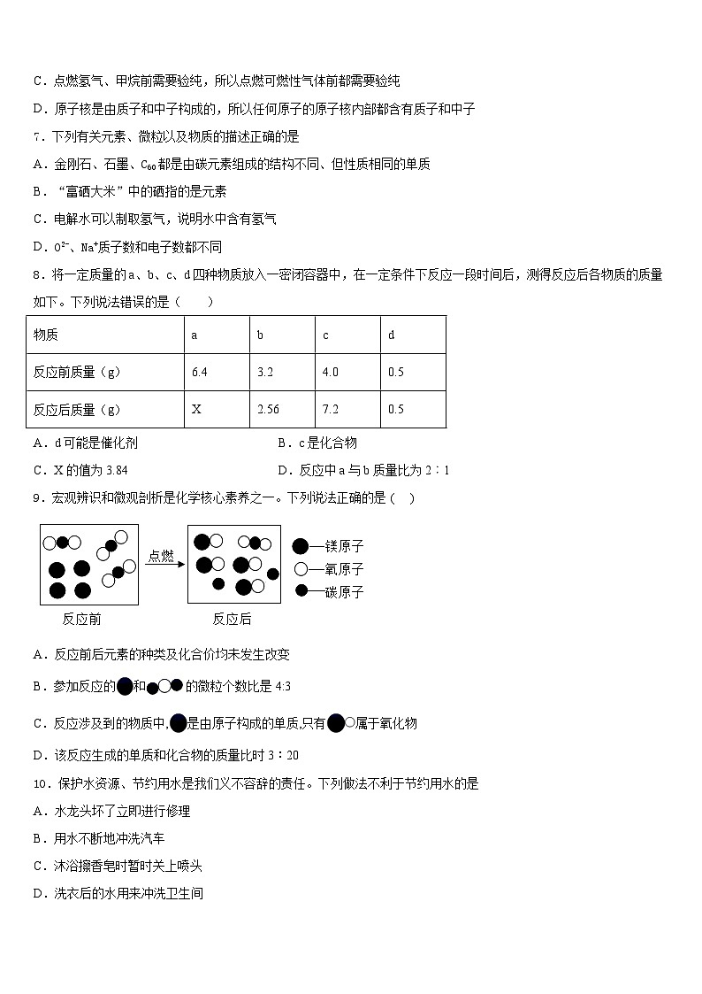 江苏省南京市玄武外国语学校2023-2024学年化学九上期末学业质量监测模拟试题含答案02