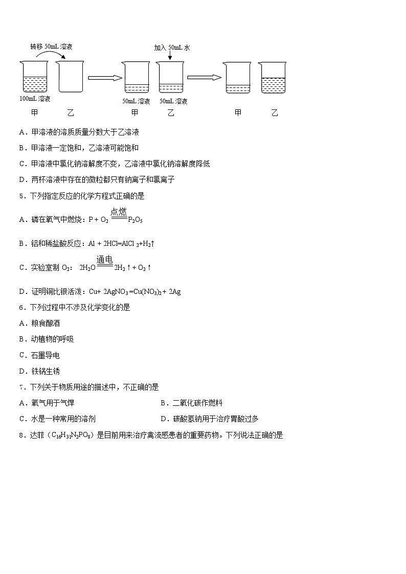 江苏省如皋实验2023-2024学年化学九年级第一学期期末监测模拟试题含答案第2页